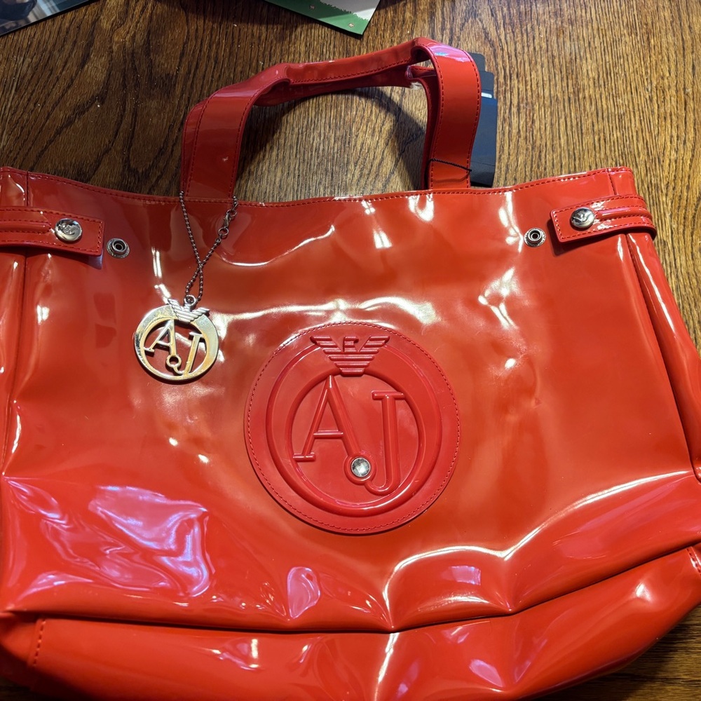 Armani Jeans Glossy Red Tote